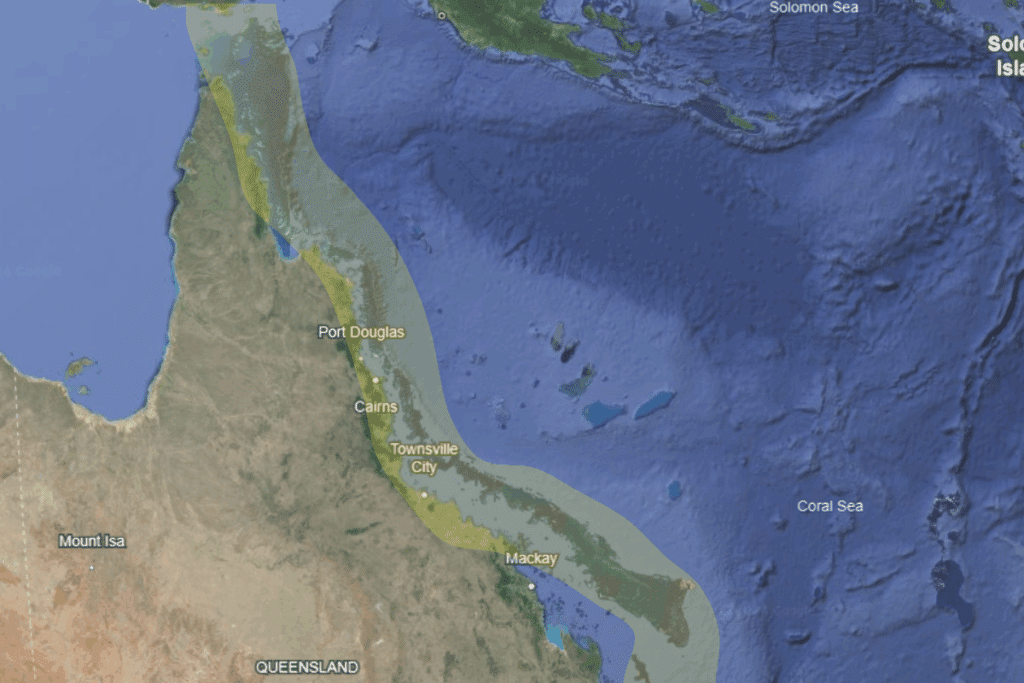 Great Barrier Reef location as seen from Google Earth